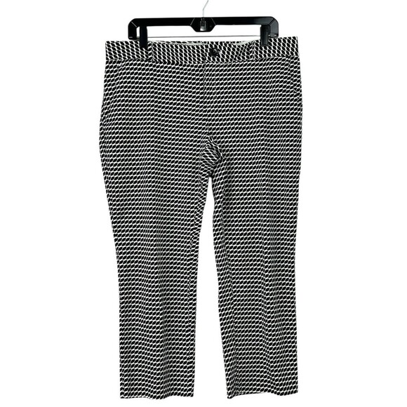 Banana Republic Pants - Banana Republic Hampton Pant Women 12P Petite Black White Flat Front Capris E2